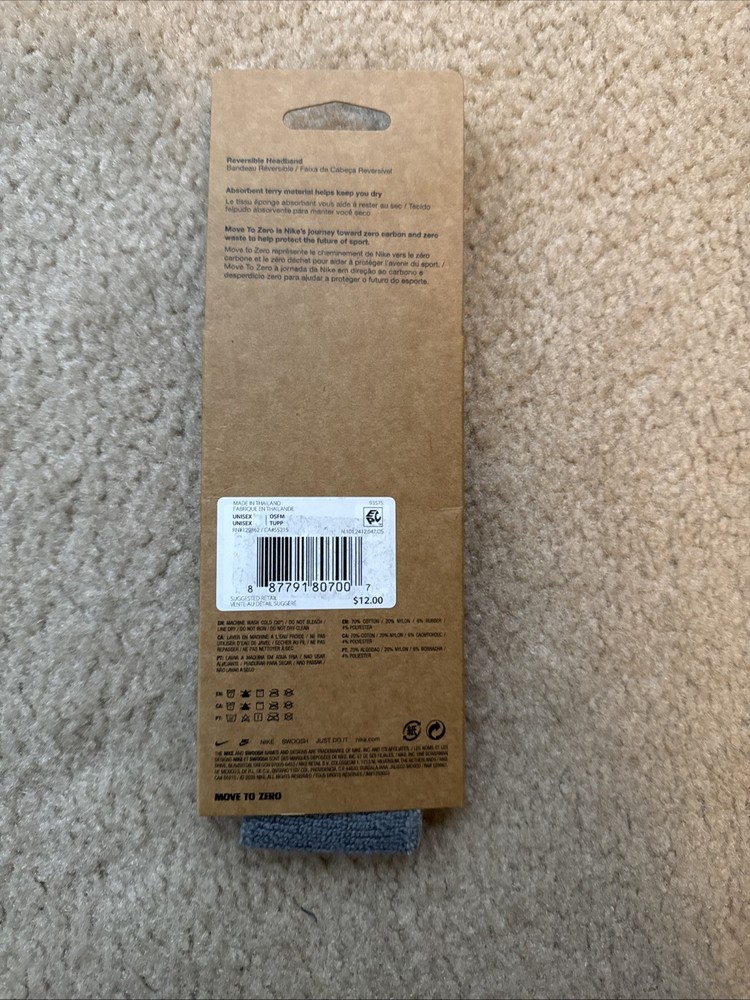 Nike swoosh Reversible Headband Grey/White