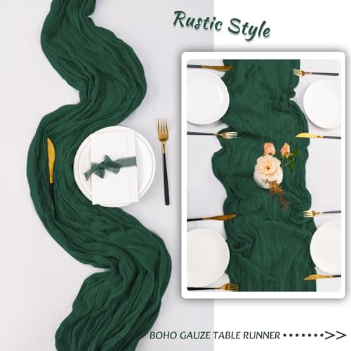 12 Pack Table Runners 10FT Cheesecloth Table Runner 21x120 12Pack Emerald Green