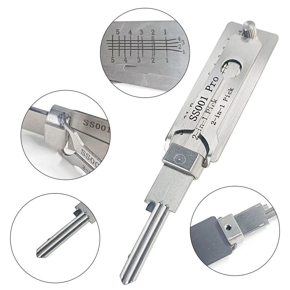 Key Decoder 2 In 1 Portable Lock Picking Set Hook And Pickup Tool Kit Ergonomic