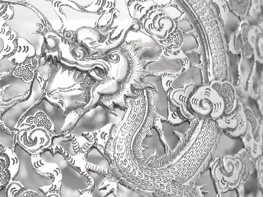 Chinese Export Silver Bottle Coaster - Antique Circa 1900