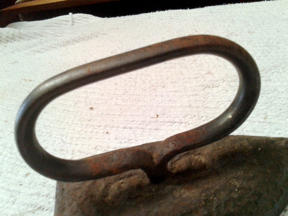 Antique Primitive Sad Iron with Unique Handle Cast Iron