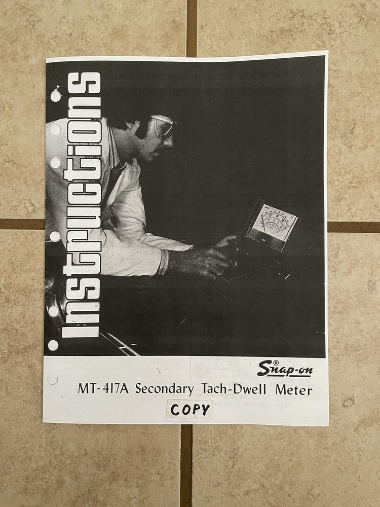 Snap On Tools Mt417 Tach Dwell Meter Instructions