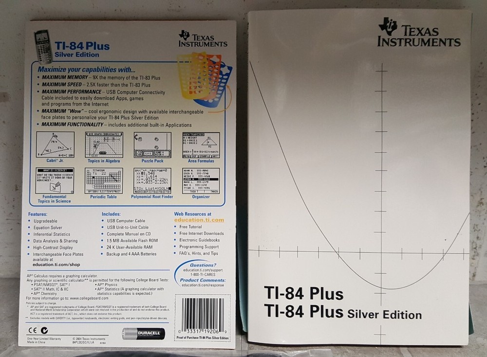 Texas Instruments TI-84 Plus Silver Edition Graphing Calculator NO BATTERIES
