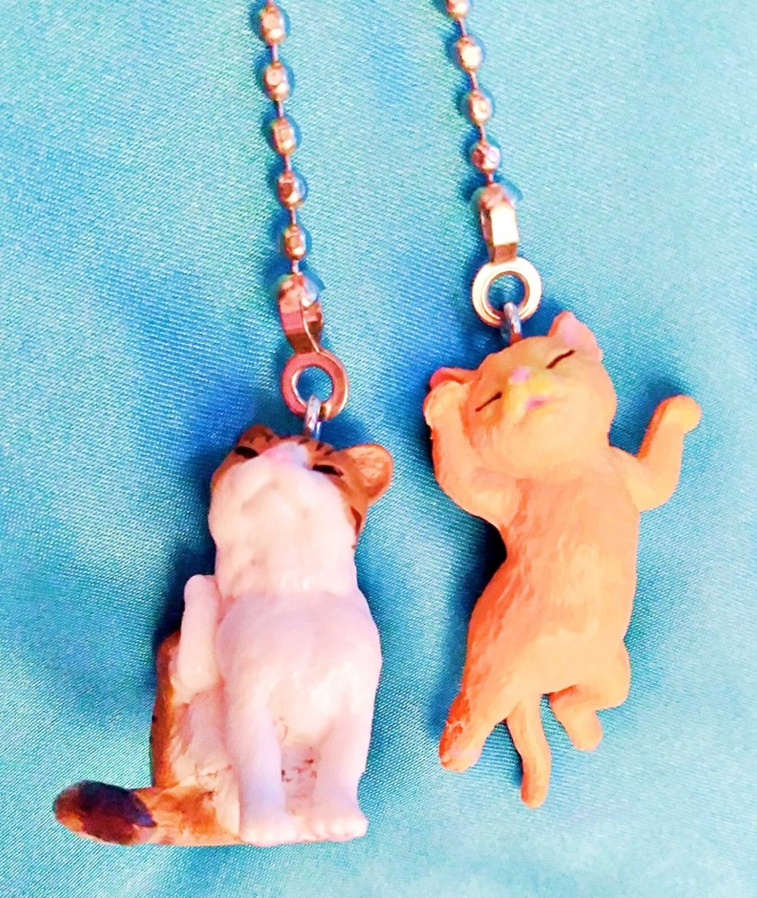 Set of Two ~ Tabby Striped Sleeping Resting Cat ~ Ceiling Fan Pulls