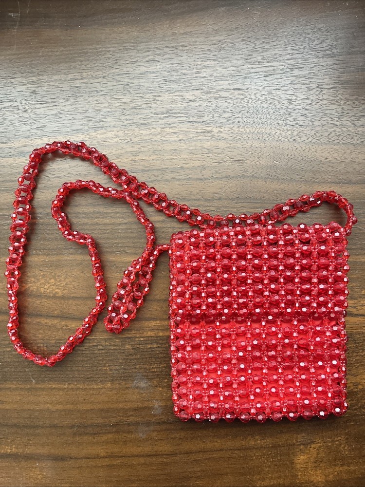 Vintage Express Red Beads Bag Compagnie Internationale Good Condition