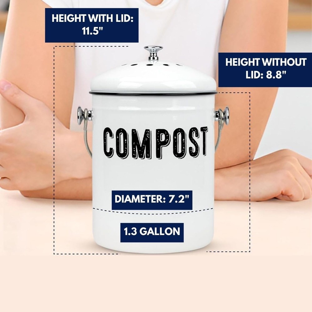 Rust-Proof Countertop Compost Bin - 1.3 Gal