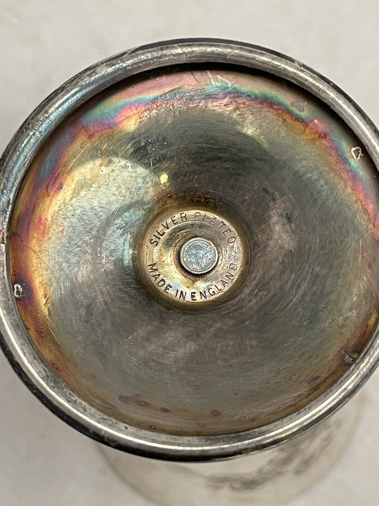 Vintage Silver Plated Flower Etched Cup