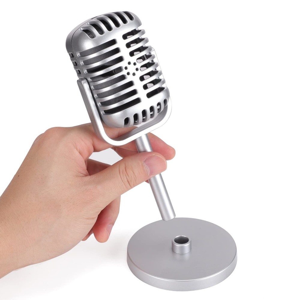 Facmogu Classic Retro Style Microphone Prop with Non-Adjustable, Silver