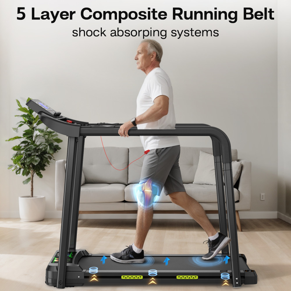 Walking Pad Treadmill for Senior, Foldable Exercise Treadmill Structural Design