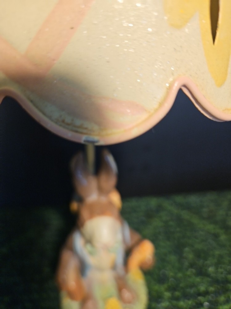 14" Easter Bunny Tea Light Lamp, Vintage Spring Time Easter Eggs