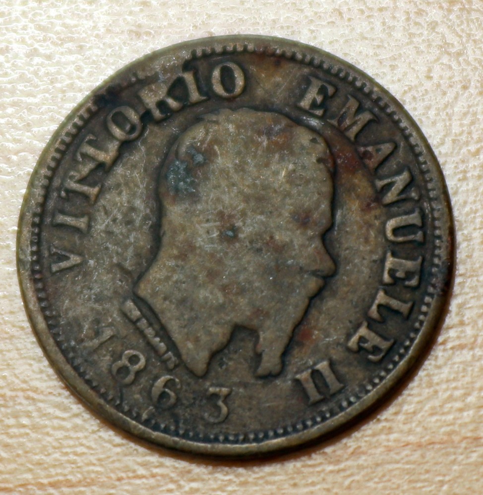 1863 Italy 50 Centesimi Silver CUD Error