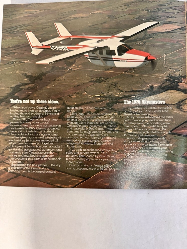 1976 Cessna Skymaster / Skymaster 2 brochure, Sales Booklet, Spec Comparison