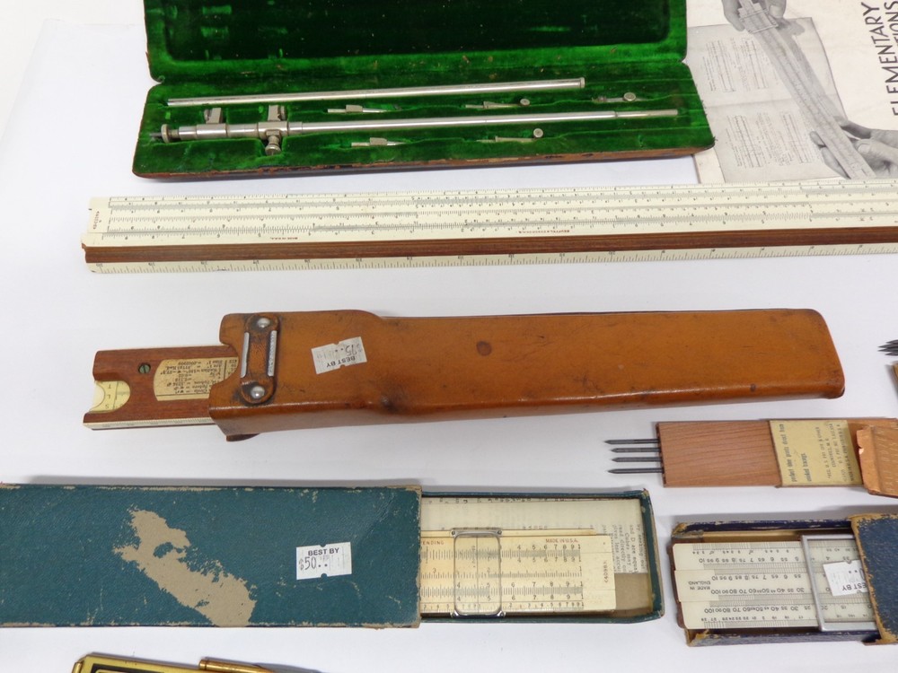 Vintage Lot of Drafting Slide Rules Plus