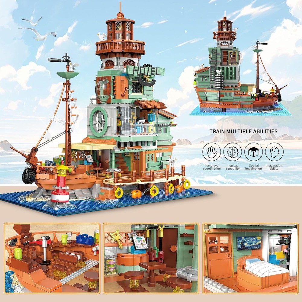 Eco-Friendly Harbour Hotel Architecture Building Set - 2142 Creative Pieces