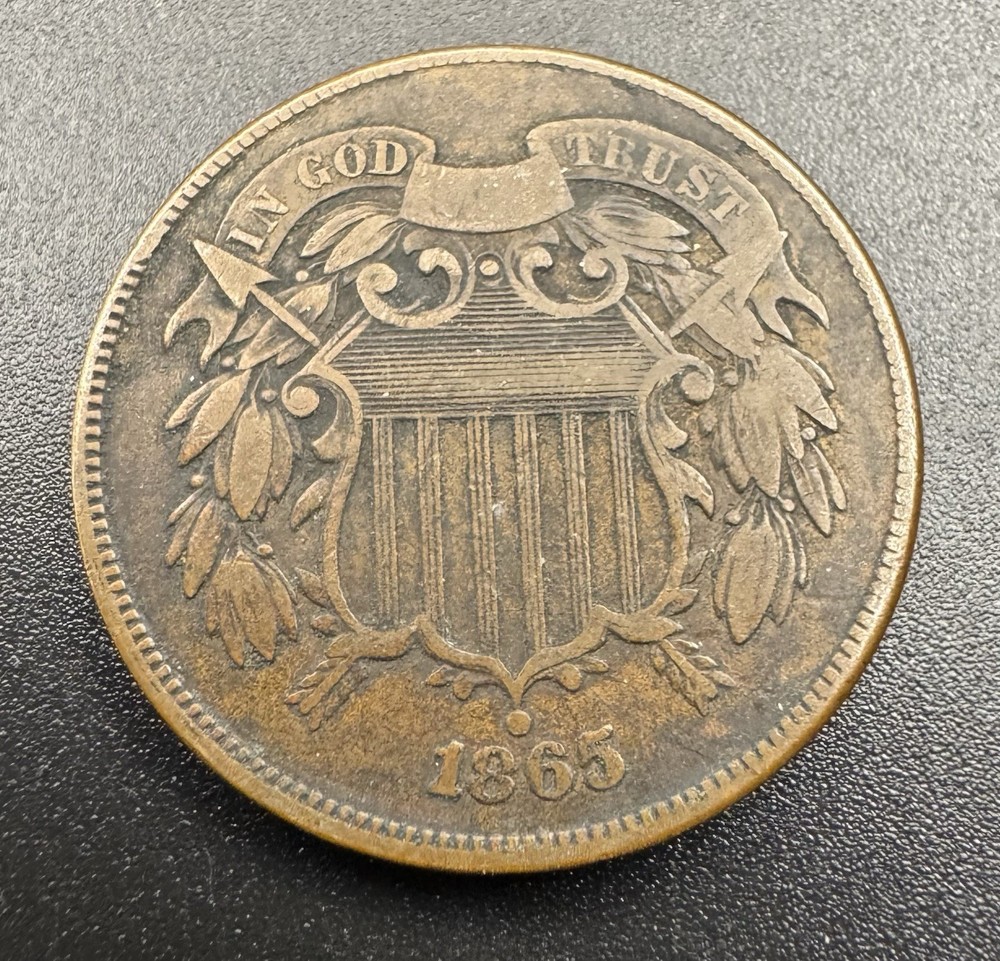 1865 Two Cent Piece RAW Great Condition!