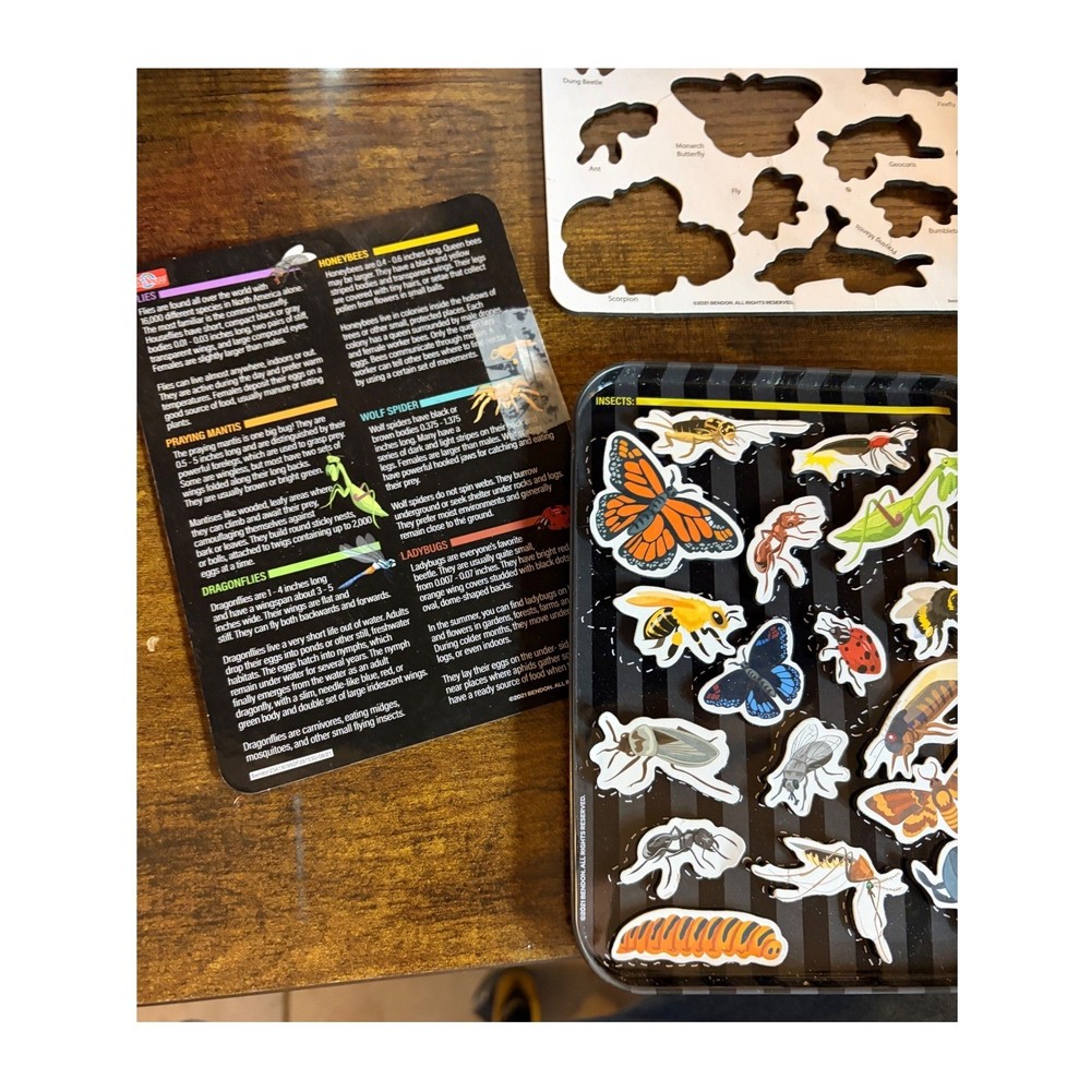 T.S. Shure Bug Science STEM Magnet Set Tin Case 23 Bug Magnets Educational
