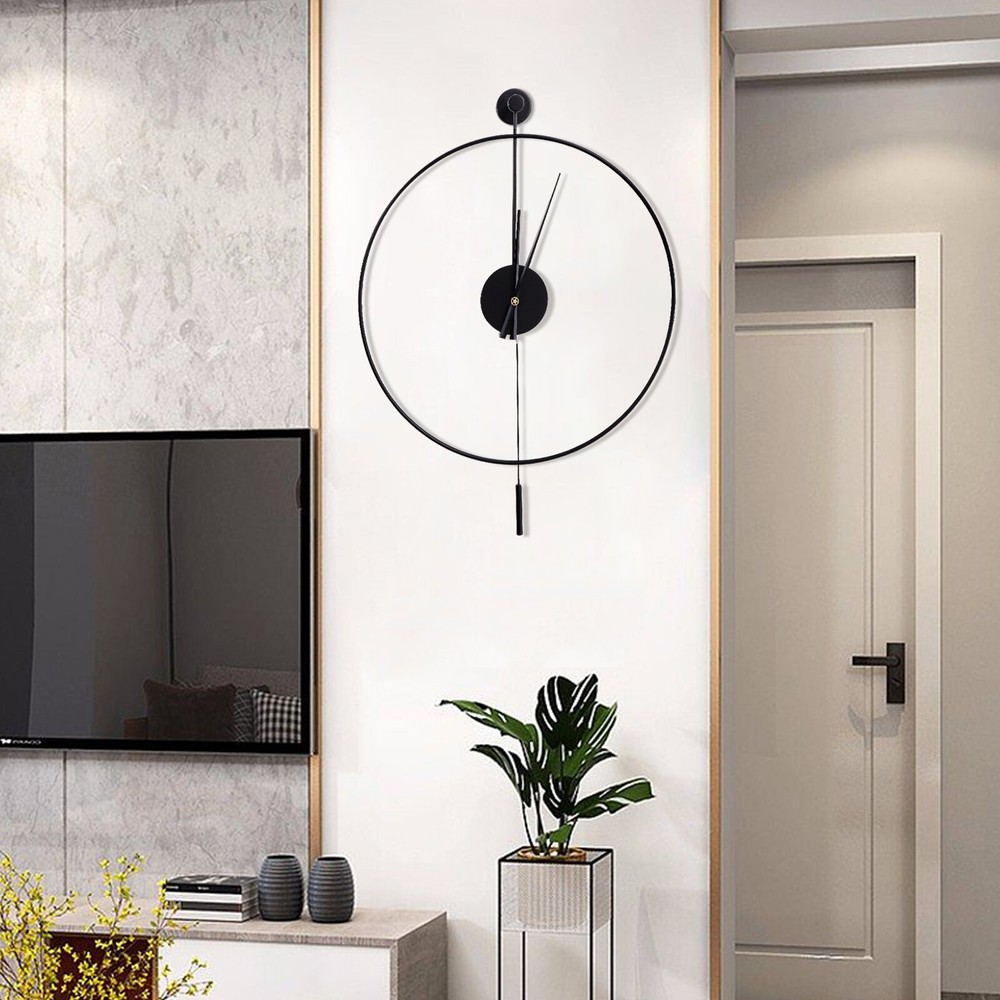 Modern Round Wall Clock Unique Design Silent Quartz Movement For Office, Study