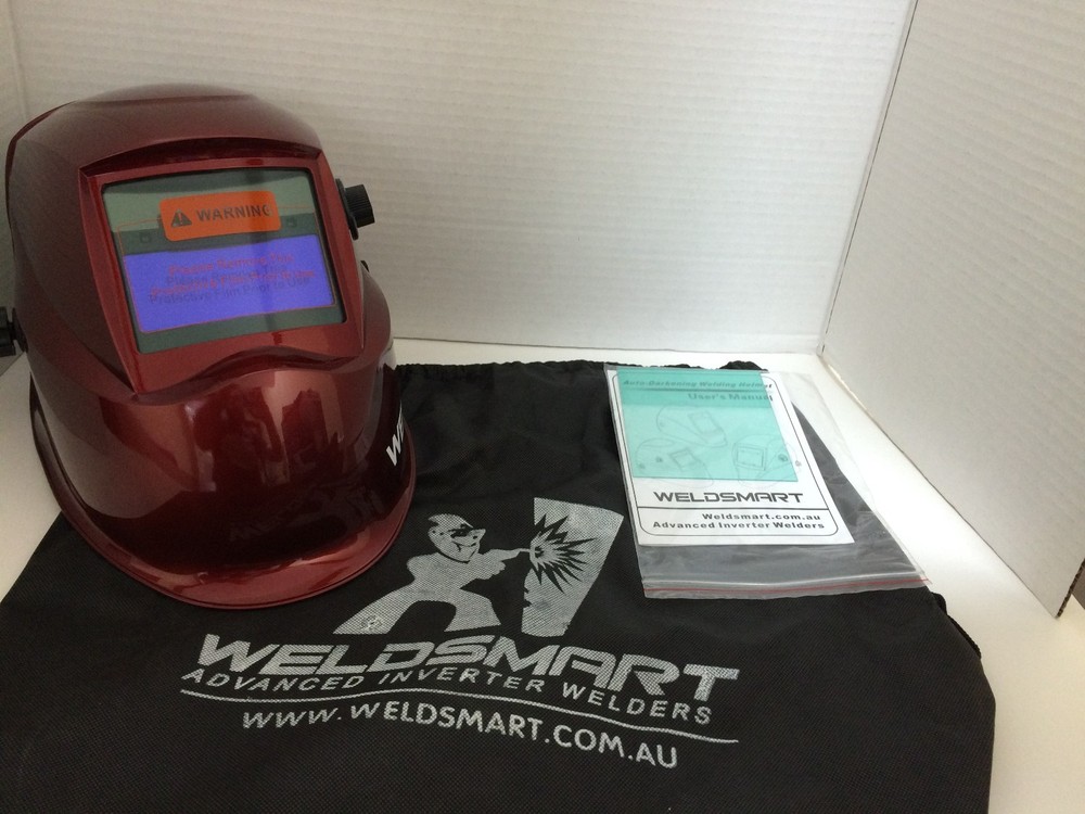 Weldsmart Auto-Darkening Welding Helmet (Red)