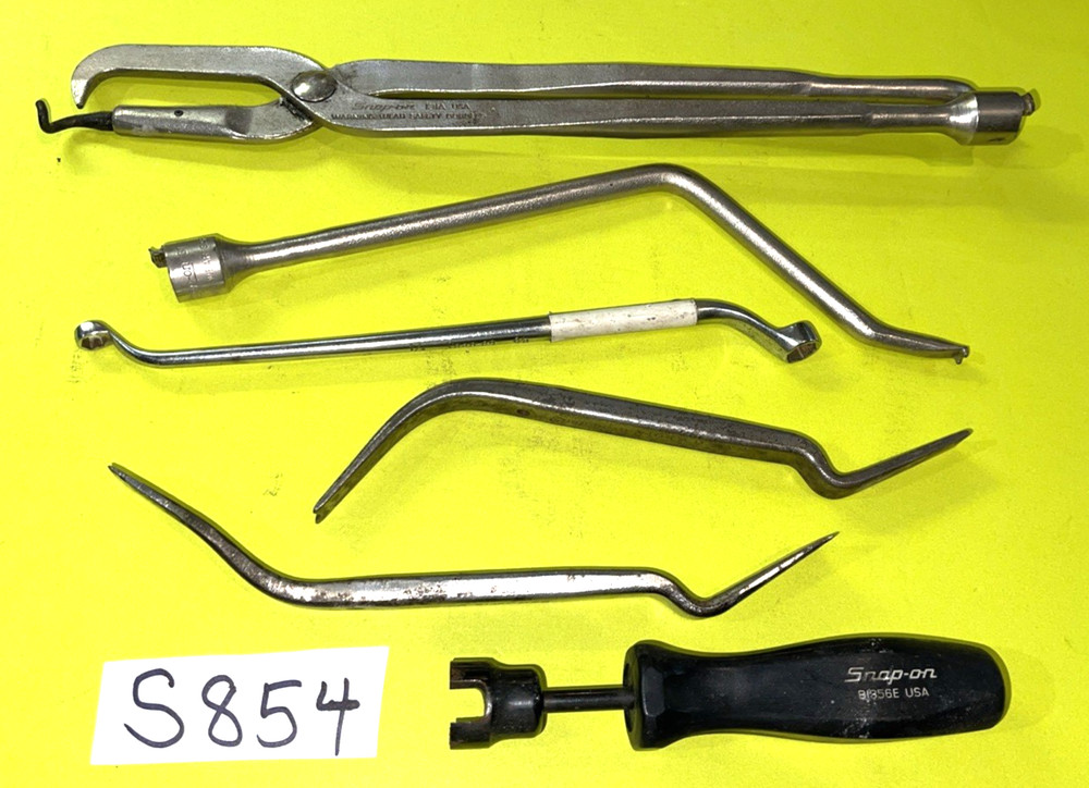 SNAP-ON TOOLS 6 PC. BRAKE SPRING PLIERS, TOOL,ADJUSTERS, BLEEDER, RETAINER TOOLS