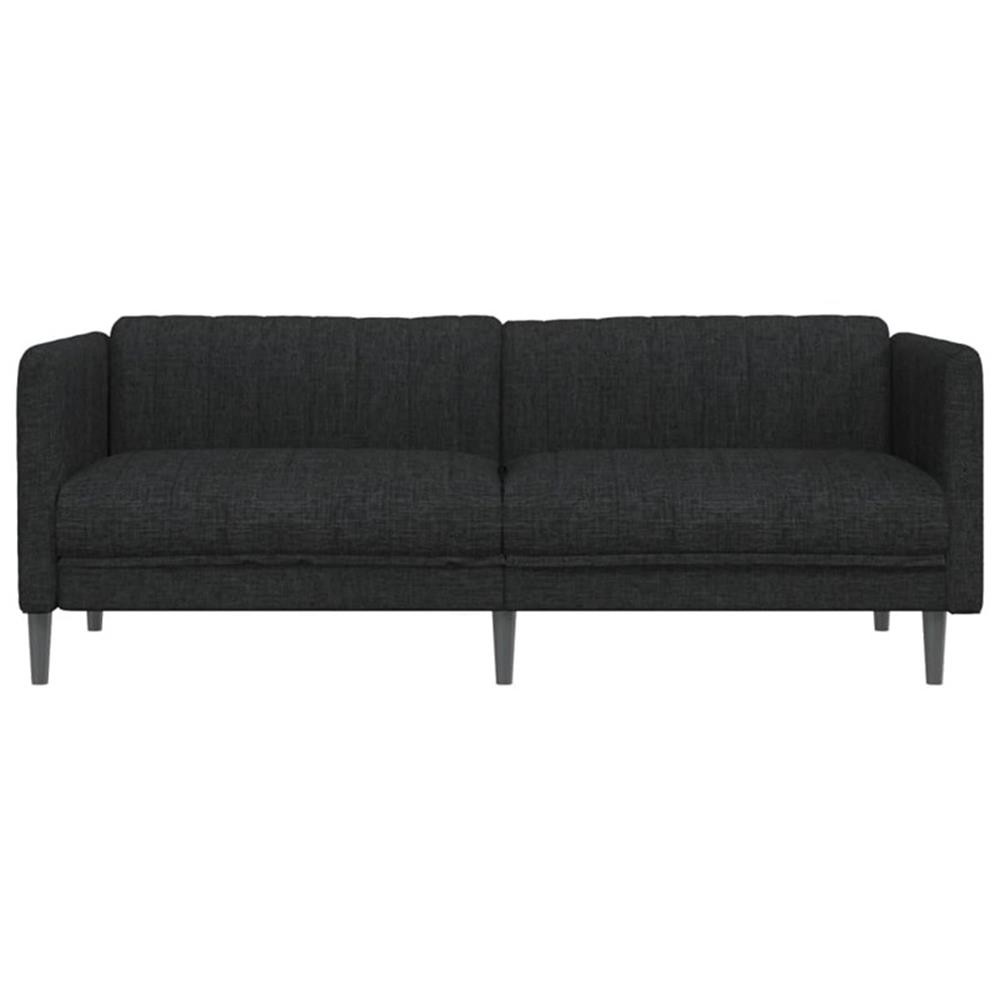 Bowery Hill 3-Seater Rectangular Durable Sofa in Black Polyester