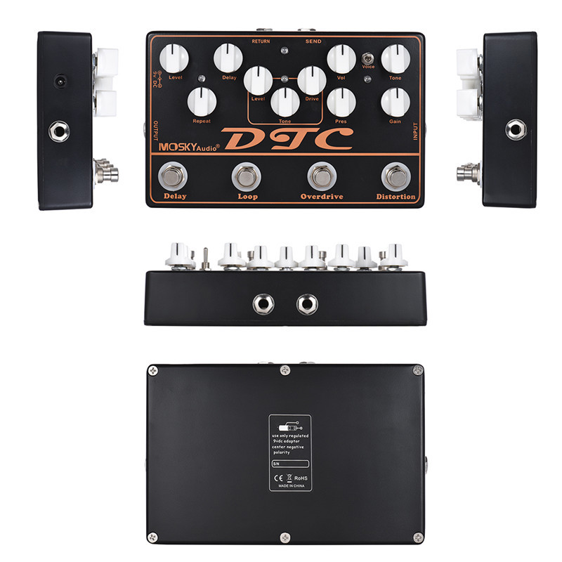 Multi Guitar Effects Pedal Delay Overdrive Distortion FX Loop Mosky 4 in 1 shell