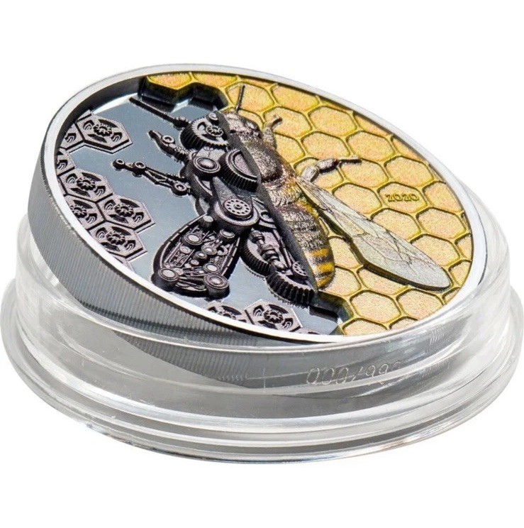 🇺🇸2020 MECHANICAL BEE Clockwork Evolution 3oz Silver Coin 2000 Togrog Mongolia