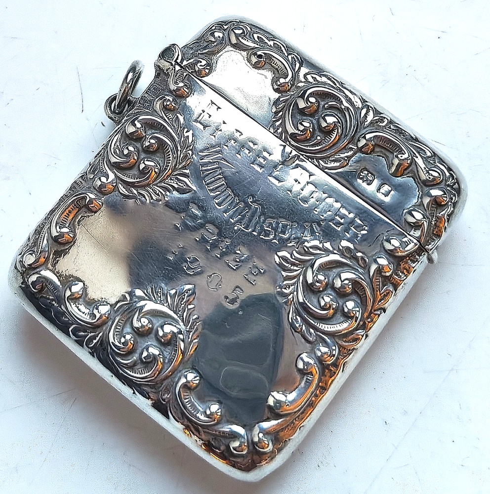 ANTIQUE SILVER VESTA CASE EIFFEL TOWER WINDOW DISPLAY PRIZE BIRMINGHAM 1905