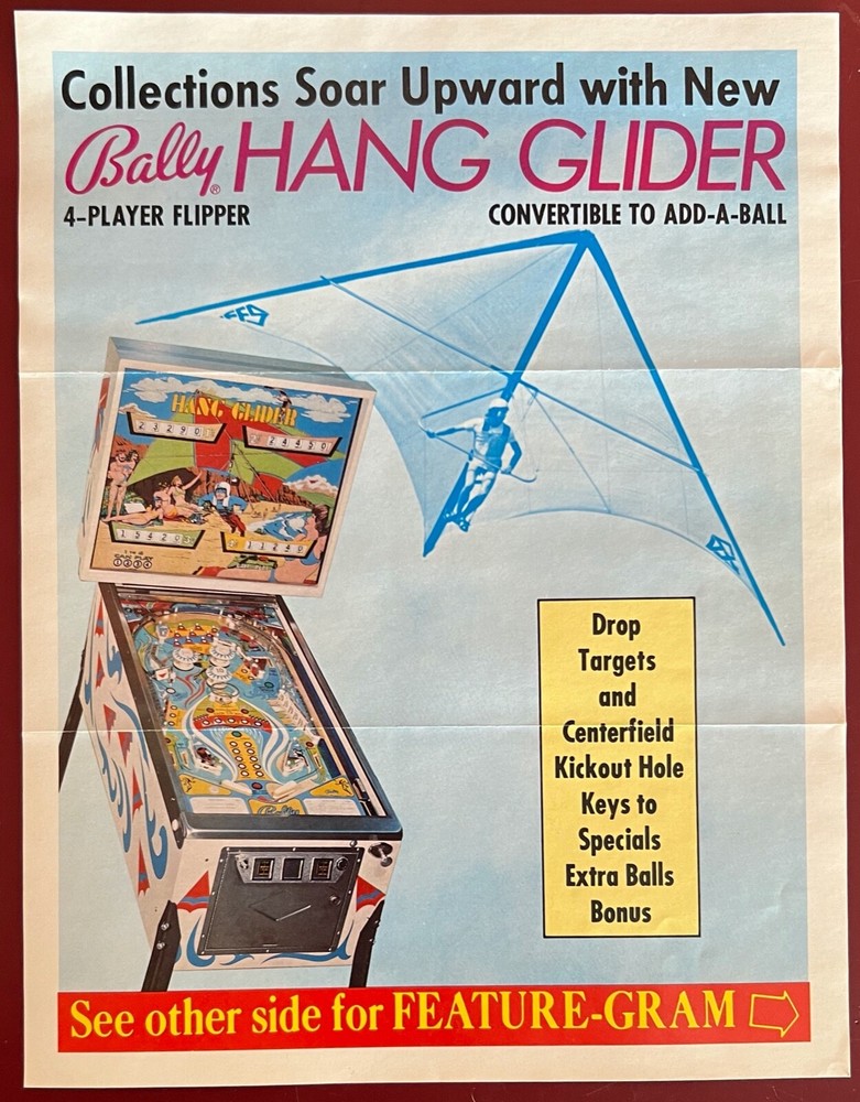 1976 Bally Hang Glider Original Pinball Flyer