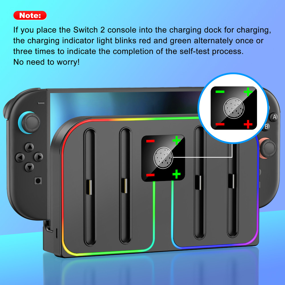 LED Wall Mount Charging Dock for Nintendo Switch 2 Controller Charger Stand