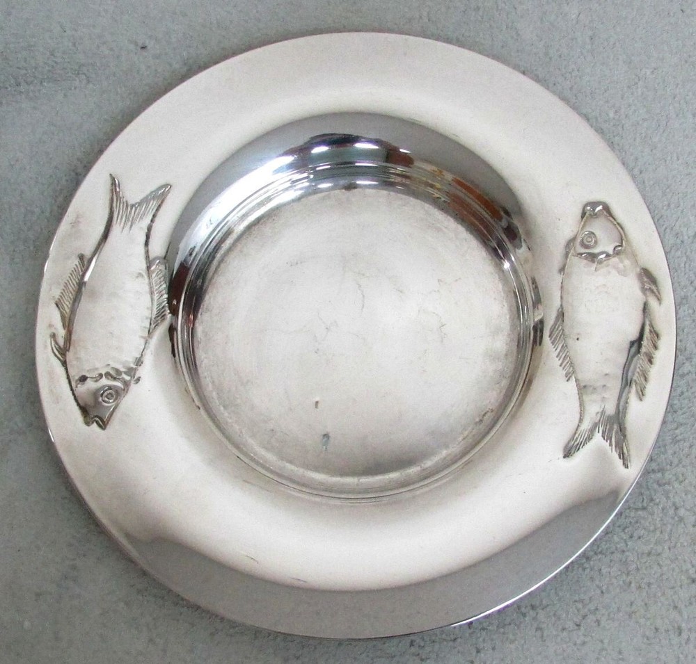 FABULOUS VINTAGE ITALIAN SILVER FISH PATTERN BOWL & UNDER DISH TABLEWARE
