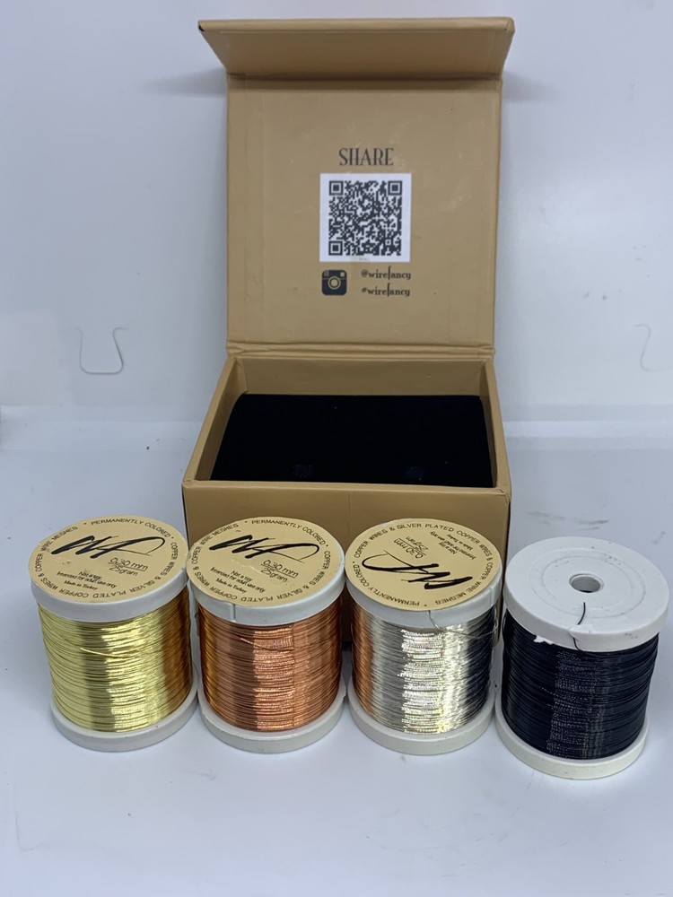 4 Pack / Wire Fancy Permanently Colored Copper Wires & SilverPlated Copper Wires