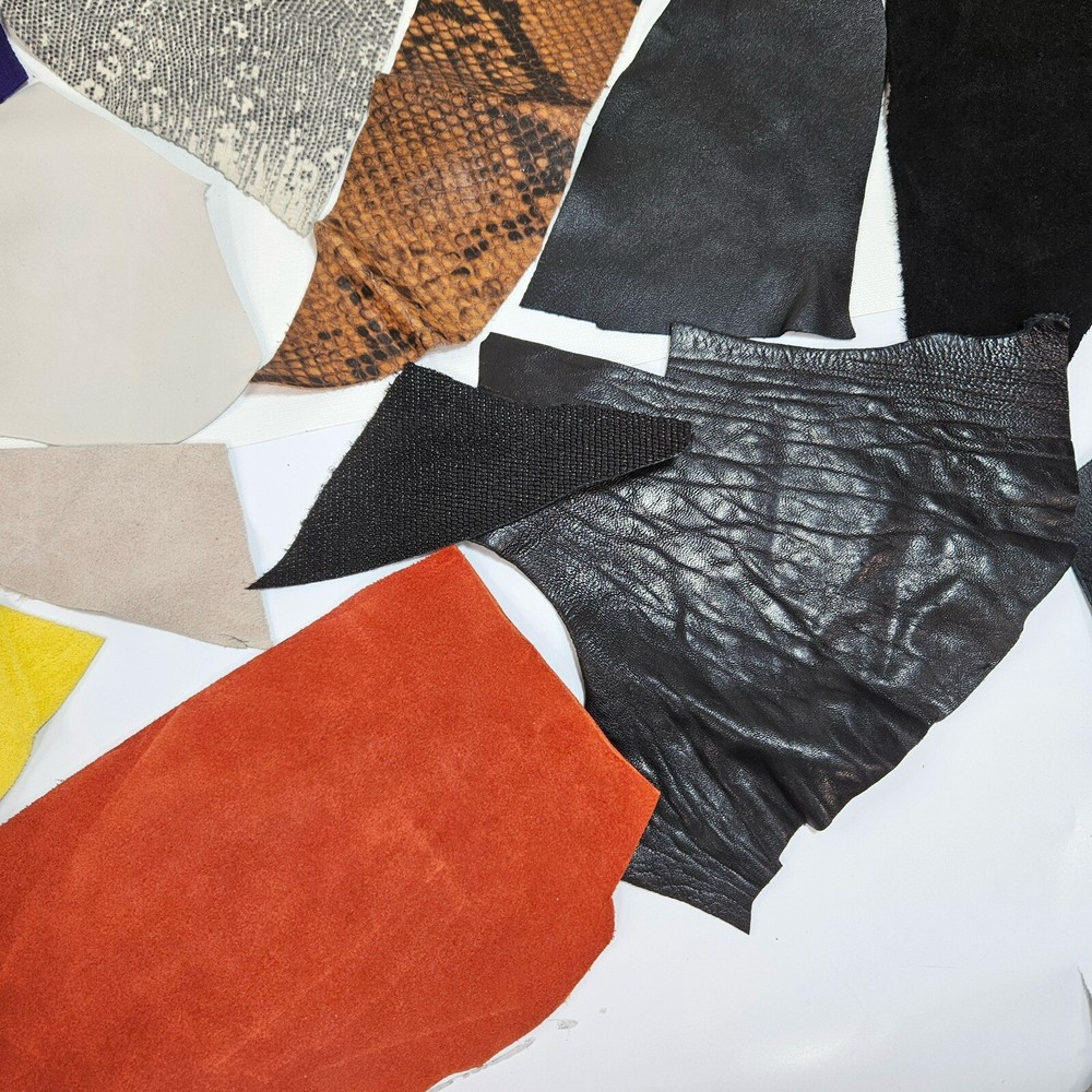Genuine Leather Scraps Bits Small/Tiny Samples Crafts 15 oz Total