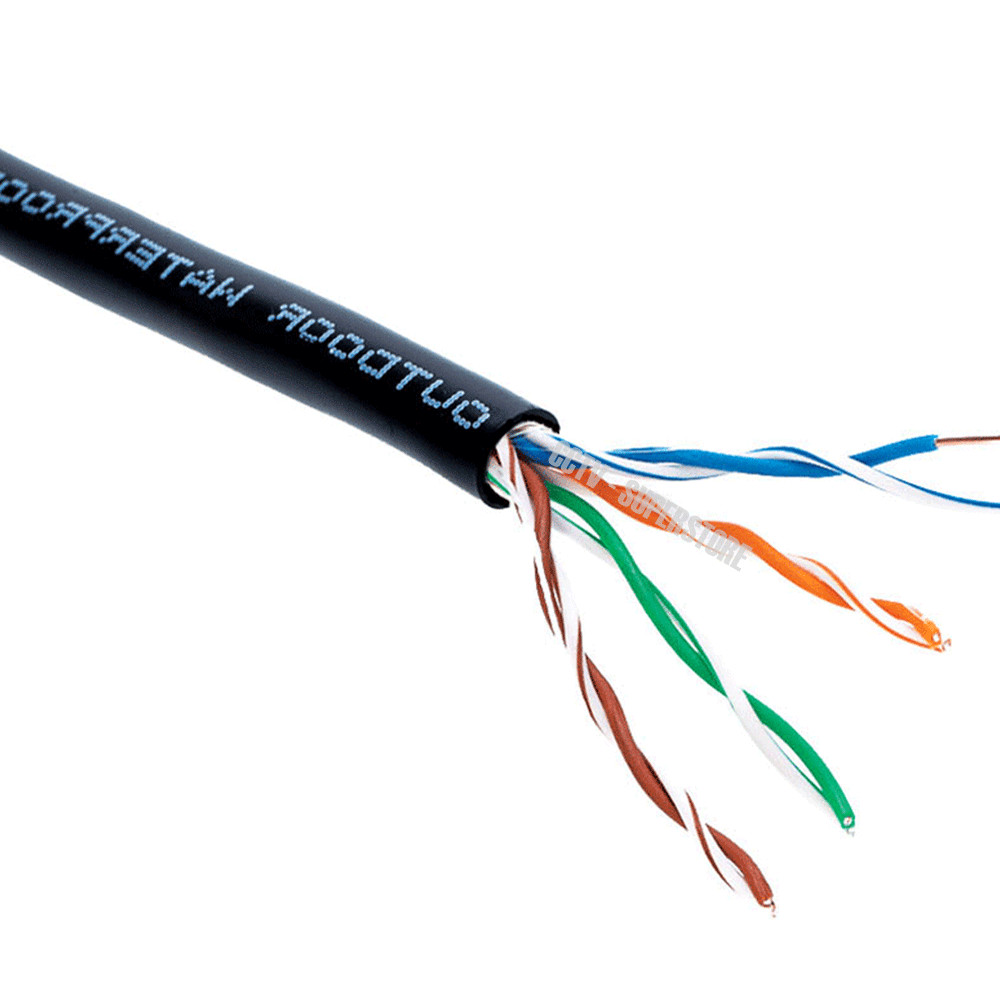 1000FT CAT5E OUTDOOR Cable Solid UV Direct Burial UTP Lan Network CAT5 PULL BOX