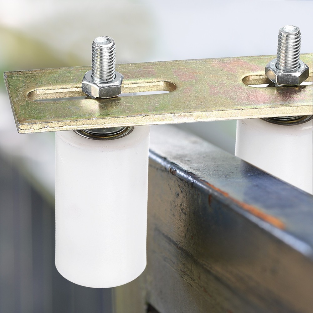 2Pcs Slide Gate Guide Roller 1.7" Nylon Gate Support Rollers with Bracket White