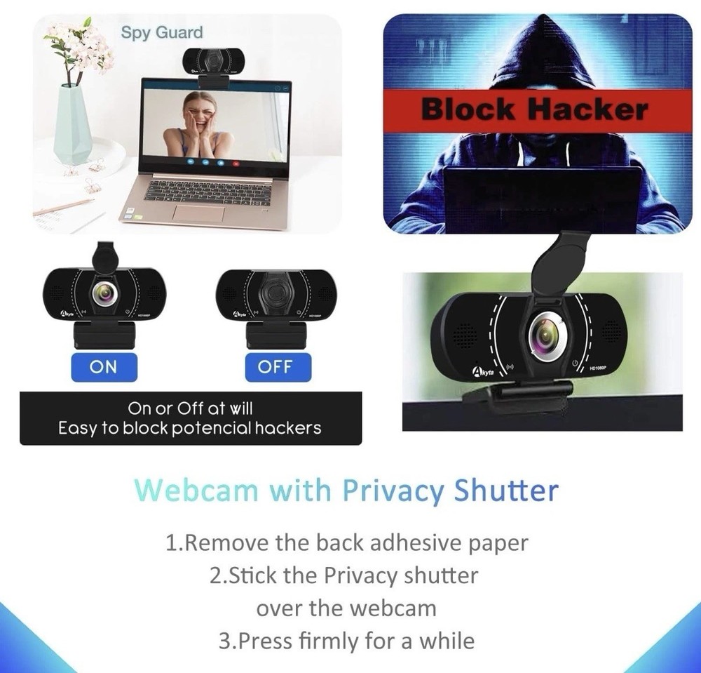 Akyta Webcam with Microphone, 1080P Webcams PC HD