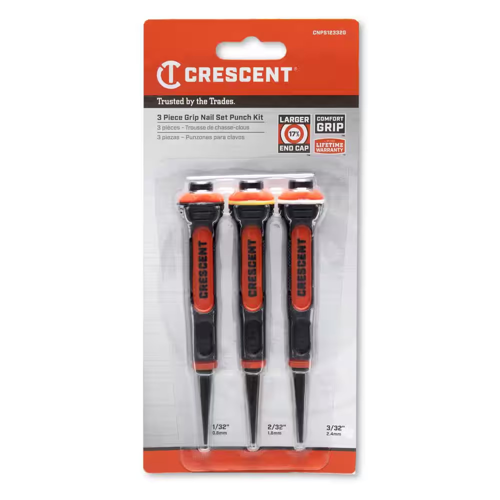 Dual Material Nail Punch Set (3-Pieces)
