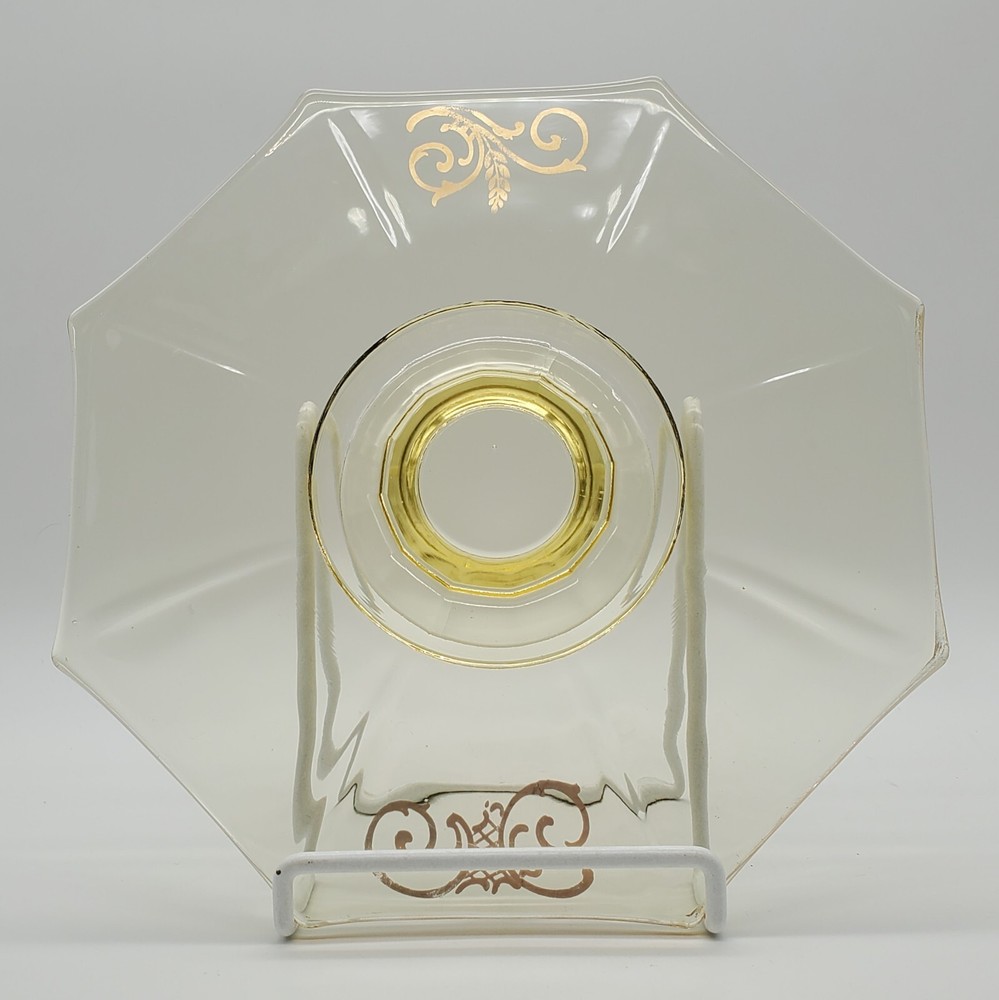 Depression Amber glass octagon footed platter