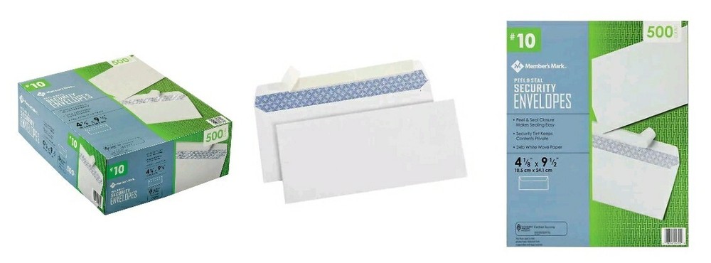 Envelopes Member's Mark Envelope #10, Peel and Seal 500Fast & Efficient Mailing