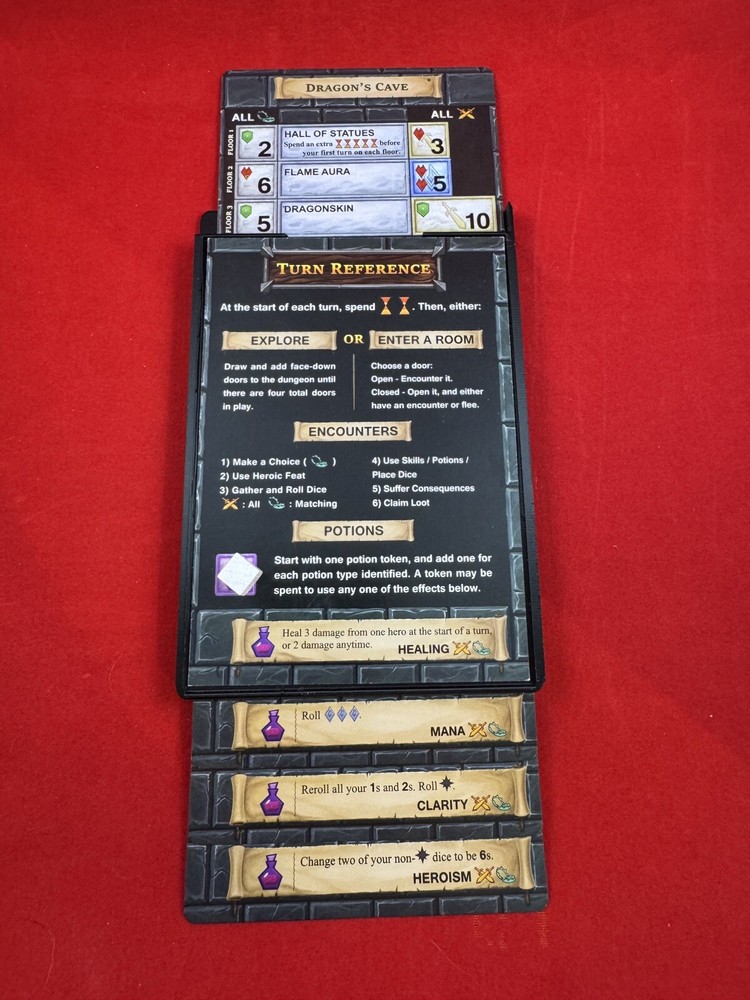 One Deck Dungeon compatible Reference Card/Dungeon Holder