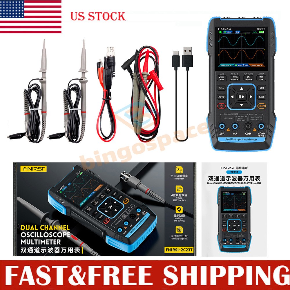 FNIRSI 2C23T Handheld Digital Oscilloscope Multimeter Function Signal Generator