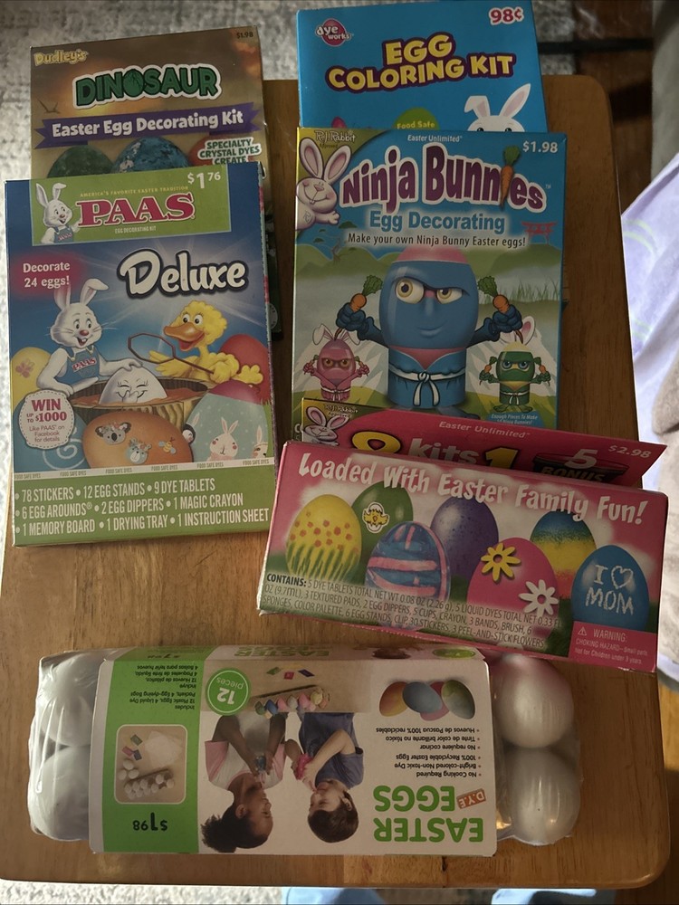 Easter Egg Dying Bundle Including Five Kits And One Dozen Craft Eggs