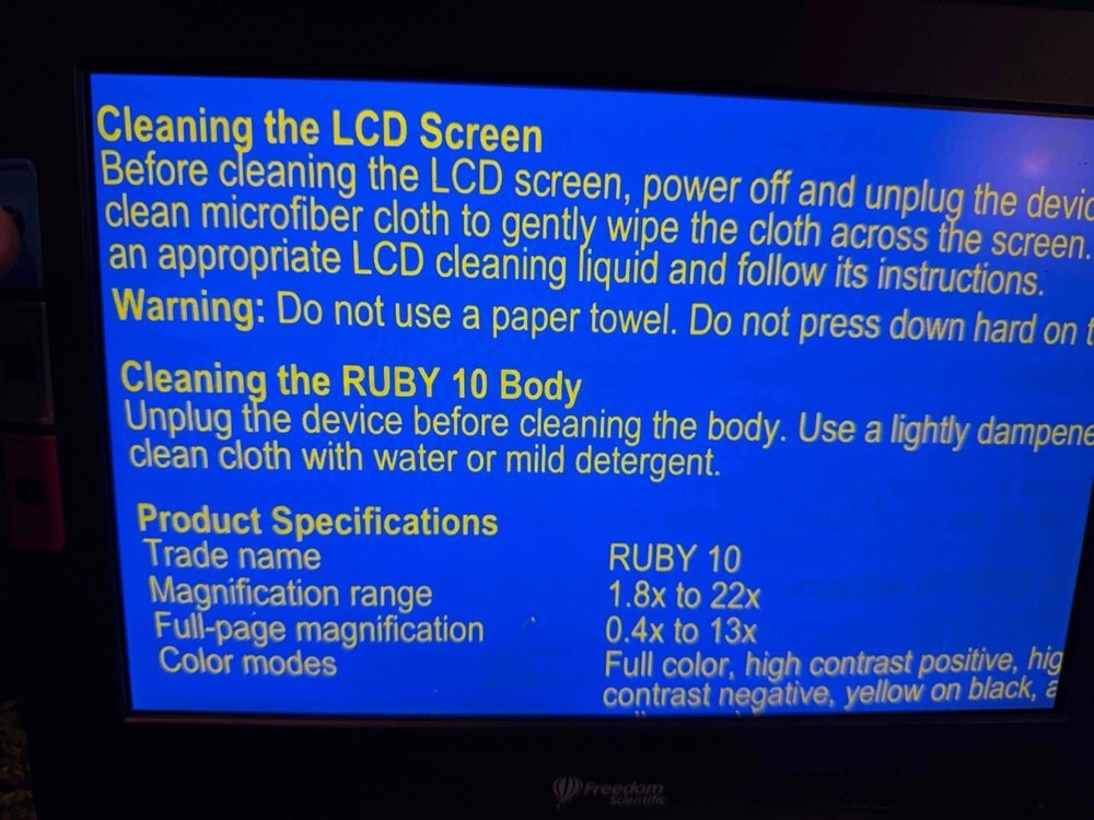 Freedom Scientific Ruby 10 Inch Touch Screen Video Handheld Tabletop Magnifier