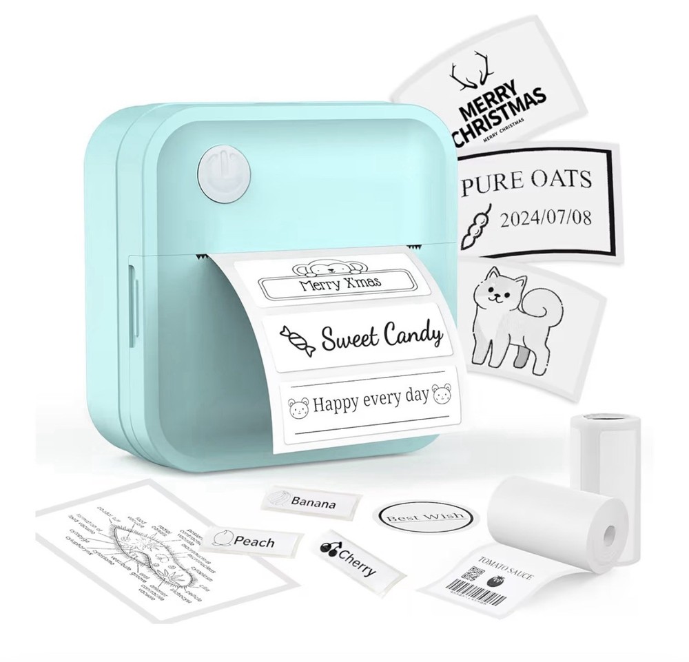 Label Maker Machine with Tape - Inkless Mini Bluetooth Label Printer