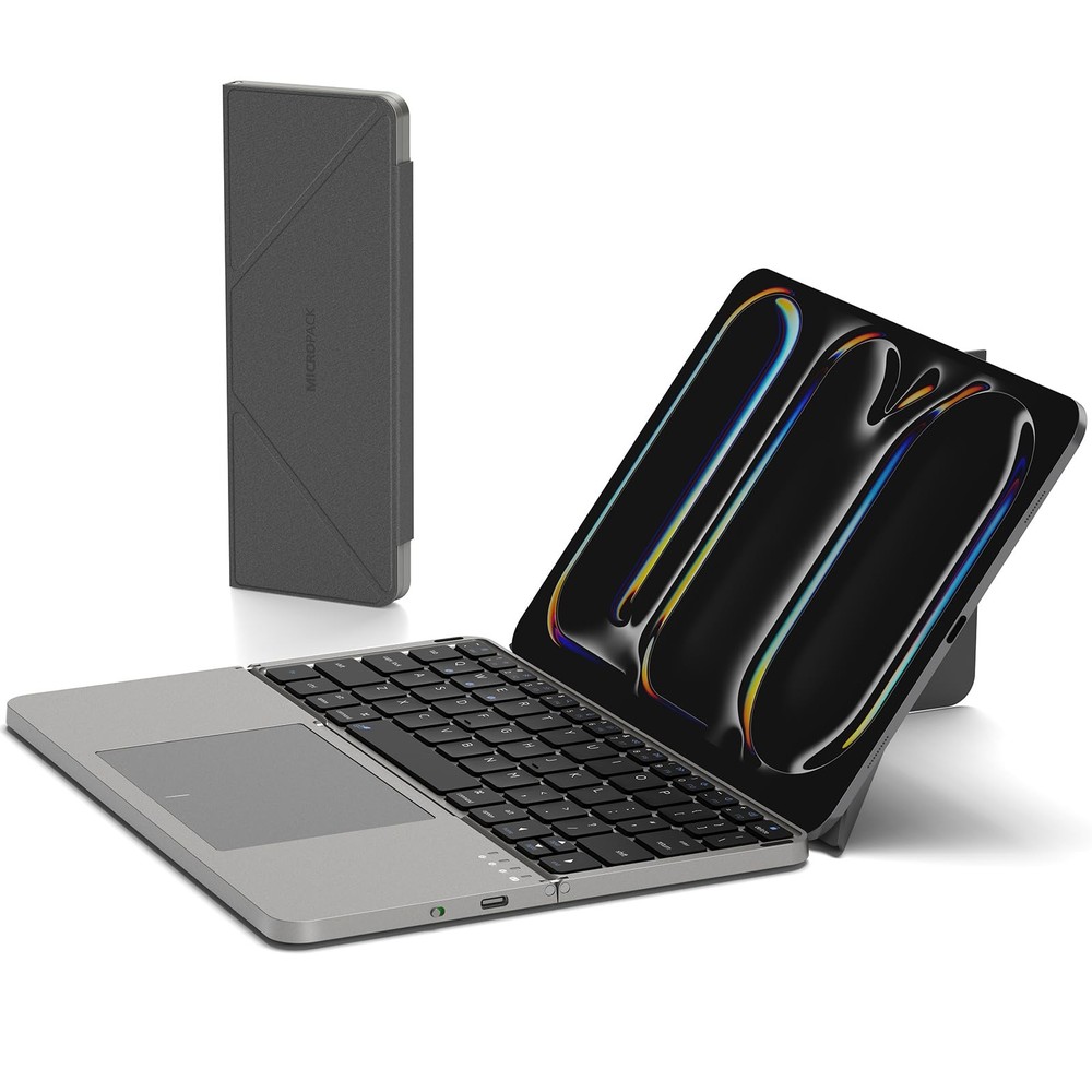 MicroPack Foldable Bluetooth Keyboard with Touchpad & Stand for Grey