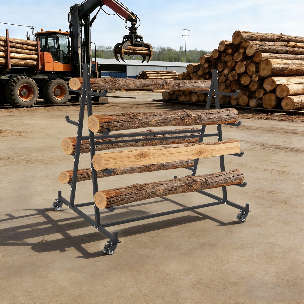 5 Tier Iron Horizontal Lumber Storage Rack Storage Rolling Triangle Rack 500LBS