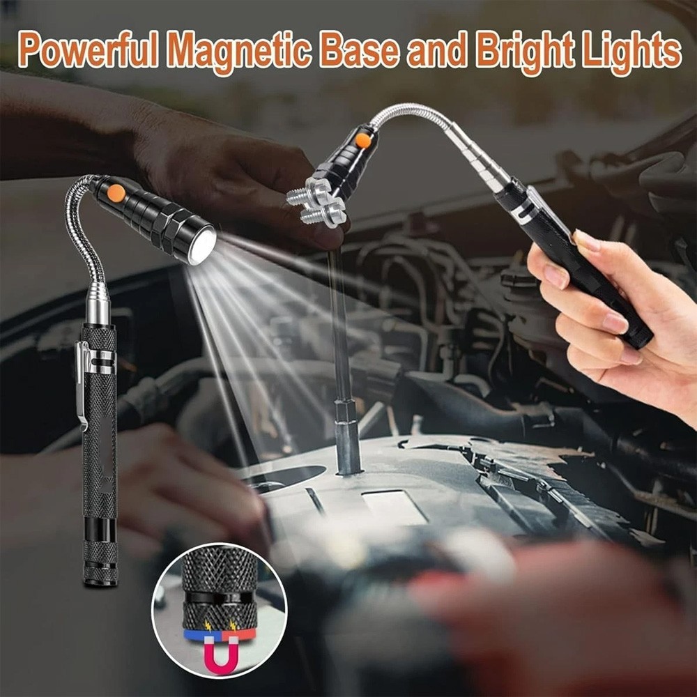 LED Magnetic Pickup Tools Telescoping Flashlights with Extendable Magnet Stick