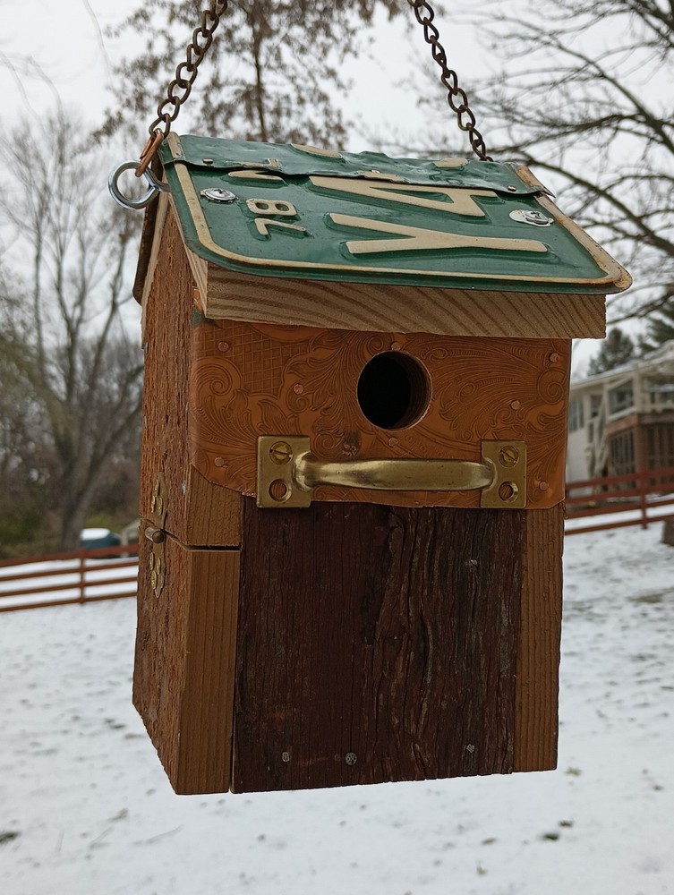 Rustic Handmade Wren Birdhouse using Recycled/Repurposed Material