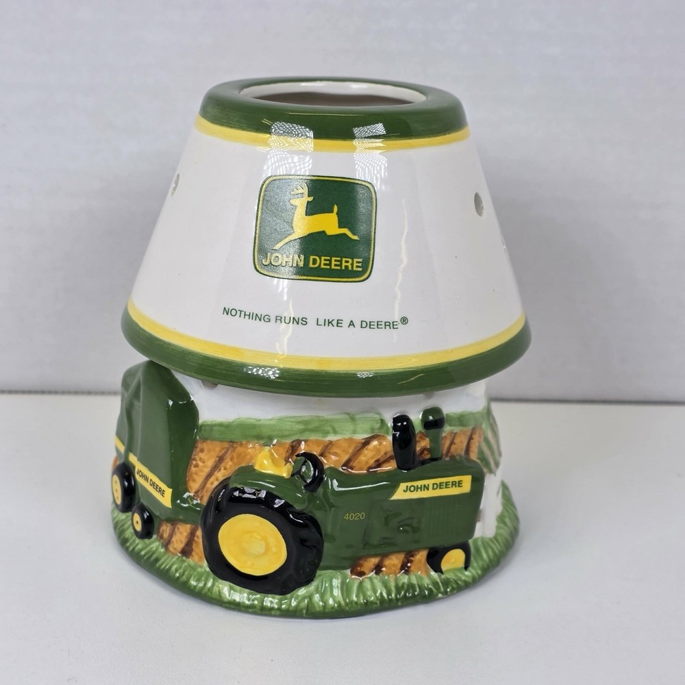 John Deere "Baling" ceramic candle holder lamp