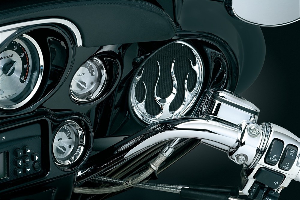 Kuryakyn Front Chrome Flame Speaker Grills (3788)
