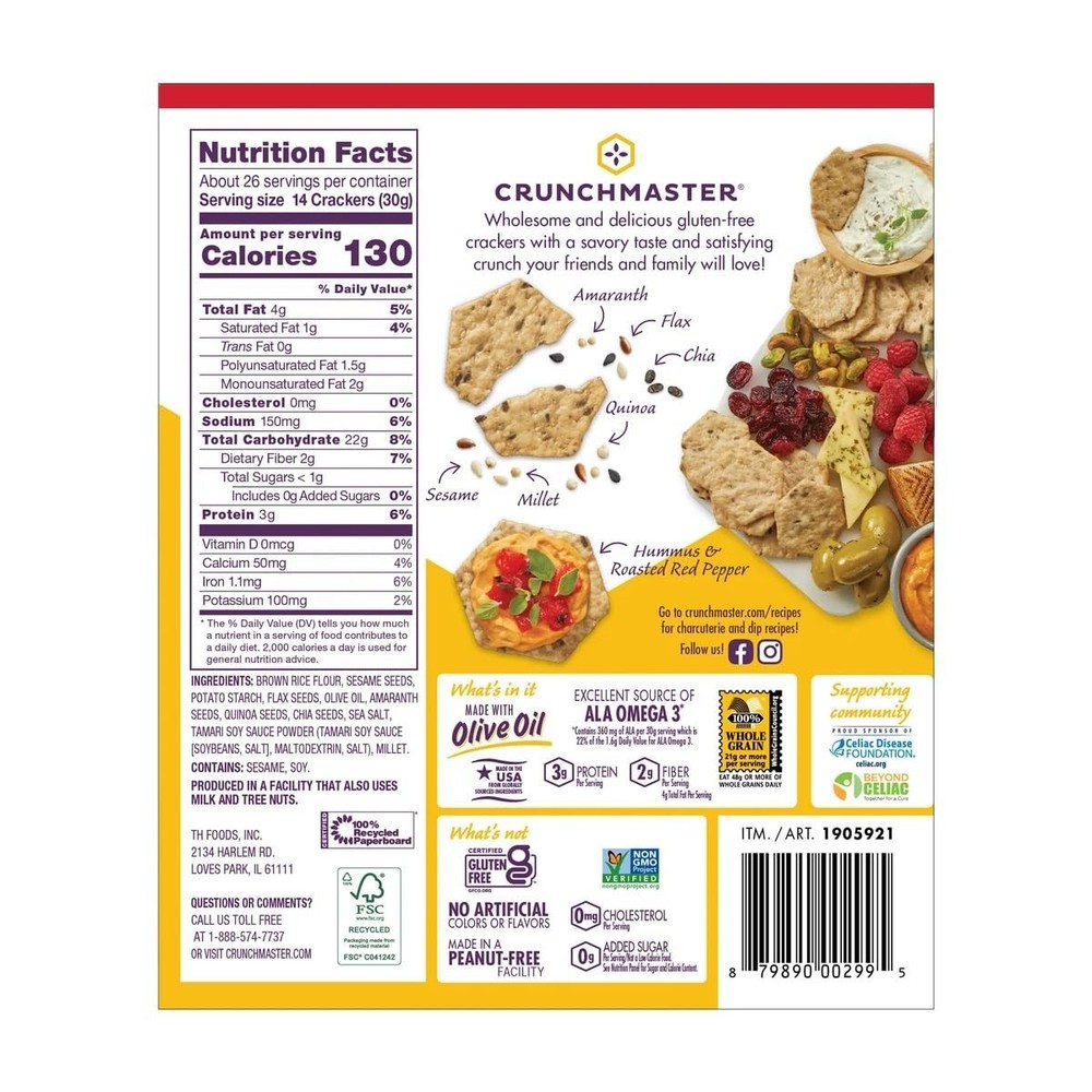 Crunchmaster 6-Seed Multi-Grain Crackers, 28 Ounce